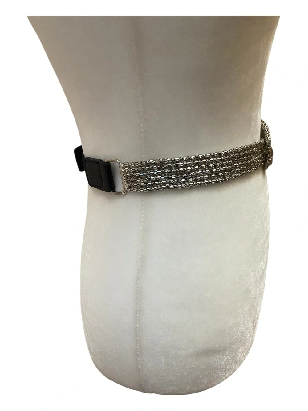Womens Unmarked Silver Knitted Metallic Fashion Statement Belt Size S/M Evening